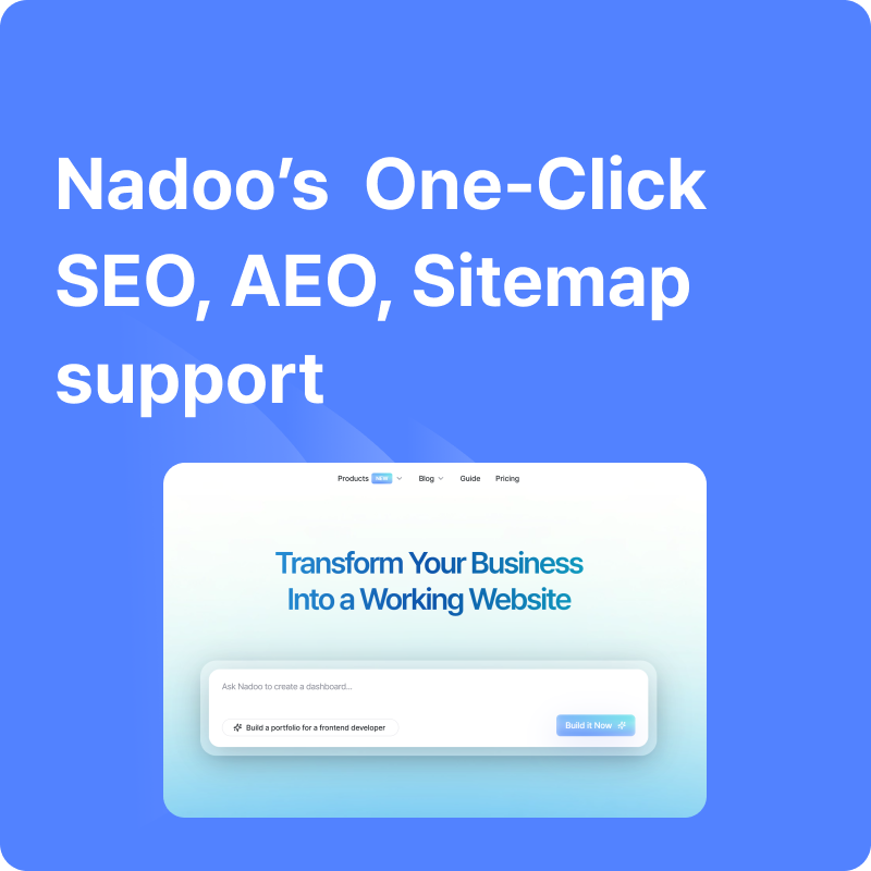 Stop Coding SEO. Nadoo's One-Click SEO and AEO